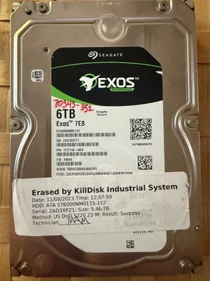 Seagate Exos 7E8 ST6000NM0115 6TB HDD - 7200RPM 6Gbps 3.5" SATA Hard Drive - Image 1 of 2