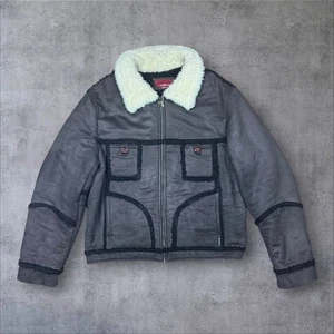 Energie Shearling Fliegerjacke Gr. XL UK 18 braun Kunstleder Y2K Streetwear - Bild 1 von 10