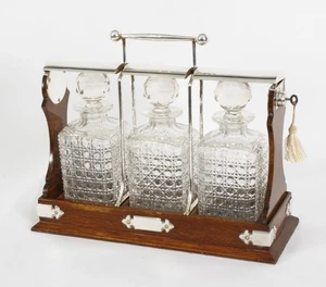 Antique Victorian English Silver Plated 3 Bottle Tantalus by Hobbs & Co C1870 - Picture 1 of 1
