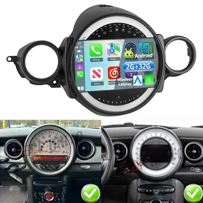 CarPlay For BMW Mini Cooper R56 R60 2007-2013 Android 15 Car Stereo Radio WIFI - Image 1 of 4