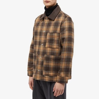 A.P.C. Mens Medium Emile Jacket Shirt Wool Blend Plaid Brown Tartan Check - READ - Image 1 of 4