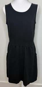 Garnet Hill Dress Fit and Flare 8 Black Tank Sleevless Ponte Pockets Minimalist - Picture 1 of 6