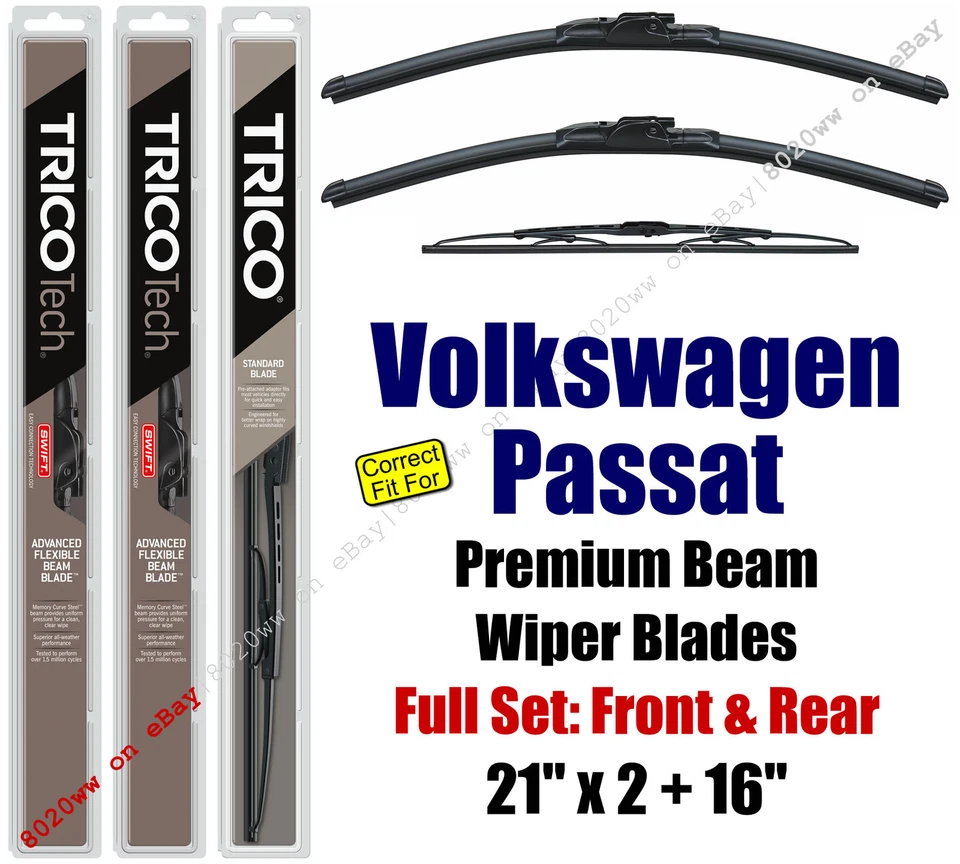 Wipers 3-Pack Front Rear Standard fit 1990-1996 Volkswagen Passat 19210x2/30160 - Image 1 of 1
