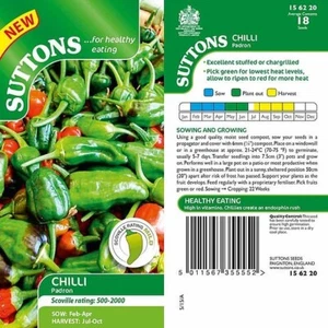 PEPPER CHILLI 'PADRON' 18 SEEDS – SPANISH TAPAS PIMIENTO DE PADRON- SOW BY 2027 - Picture 1 of 6