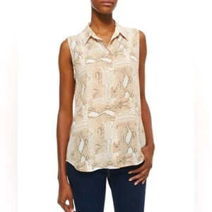 EQUIPMENT FEMME Colleen Silk Snake Print Sleeveless Blouse in Cream Size XS - Picture 1 of 9