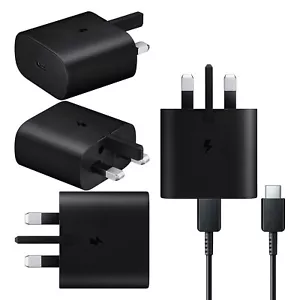 Genuino Samsung Cargador 25W Super Rápida GB Principal Enchufe Y Usb-C Cable En - Imagen 1 de 24