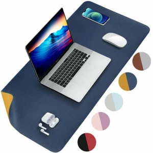 Large PU Leather Dual Sided Desk Pad Non-Slip Mouse Pad Office Home Writing Mat - Picture 1 of 33