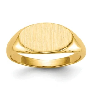 Real 14kt Yellow Gold 6.5x11.0mm Open Back Child's Signet Ring S:4 - Picture 1 of 7