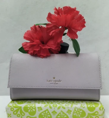 Cartera Kate Spade New York Gris Granulado Cuero Tarjeta de Crédito Identificación Ventana Triple Foto 1 de 4