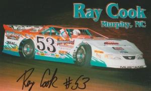 1999 Ray Cook signed Ford Mustang Dirt Late Model Hero Card - Picture 1 of 2
