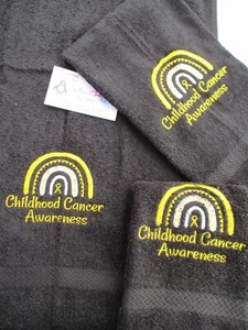 Childhood Cancer Awareness Boho Yellow Ribbon Rainbow Personalized Towel Set - Picture 1 of 2