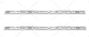 2Pcs Metal Supercharged Side Emblems Letters Badges Decals Nameplate (Chrome) - Picture 1 of 9
