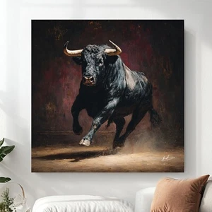 Leinwand Bild Stier Tierbilder Gemälde Wanddeko Wandbilder XXL Wohnzimmer  8192A - Bild 1 von 8