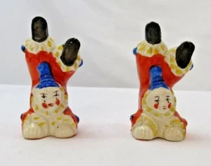 Salero y pimentero payaso vintage soportes de mano Japón - Imagen 1 de 6