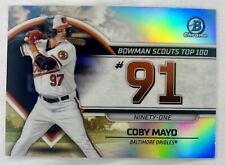 2023 Bowman Chrome Scouts Top 100 Coby Mayo Refractor #BTP-91 Baltimore Orioles