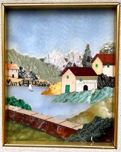 De Colección Italiano Pietra Dura Paisaje Enmarcado Arte Placa Piedra Mosaico Marcado, Italia - Imagen 1 de 17