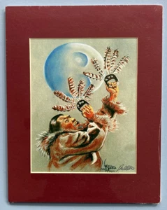 Alaska Artist Moses Wassilie Eskimo Dance Matted Print 2007 b2 - Picture 1 of 2