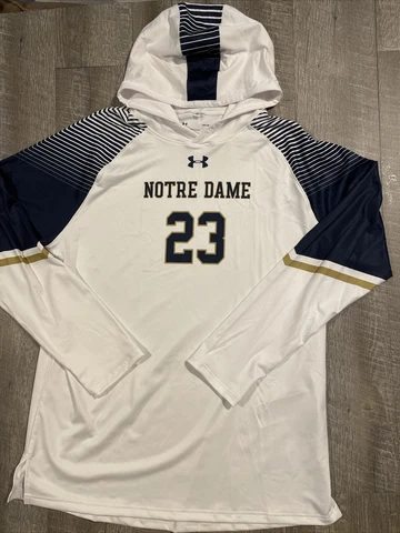 Under Armour Notre Dame Lightweight LS Hooded Pullover Men's Large White UJGTHLM Cover