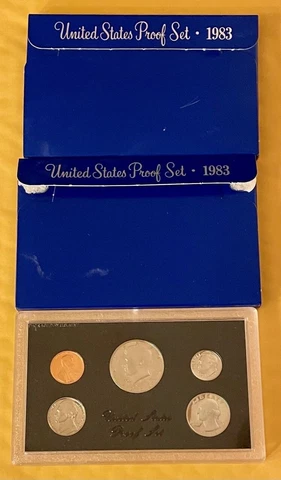 Set Lot of 2 1983 United States Proof Sets - US Proof Coins - S Mint Mark Cover