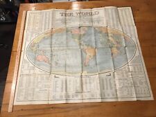 1909 Gazetteer Of The World  ATLAS Map 34 X 39 Negro Indian Panama Canal RARE