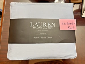 Set lenzuola Lauren Ralph Lauren Queen Size Dunham raso nebbia blu 100% cotone nuove con etichette - Foto 1 di 4