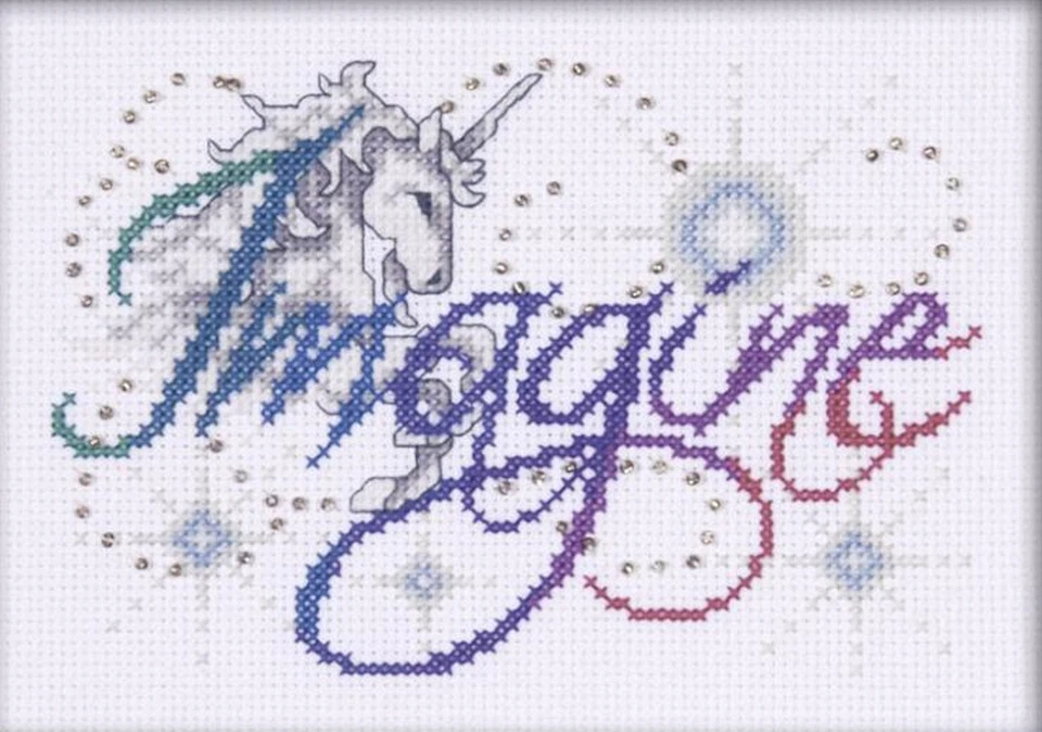 Cross Stitch Kit ~ Design Works Colorful Inspirational Imagine Unicorn #DW9798 - Image 1 of 1