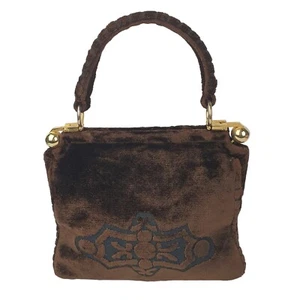 Creazioni Mazzini Handbag Purse Brown Velvet Italian 1960s Vintage - Picture 1 of 9