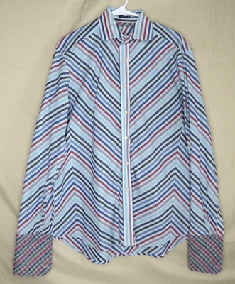 Camisa de vestir Robert Graham abotonada grande puños franceses a rayas multicolor GVR Foto 1 de 4