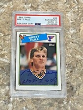 1988-89 Topps Brett Hull #66 RC Auto PSA/DNA 10 Slabbed St Louis Blues HOF '09 2