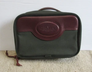 Orvis Kulturbeutel Reisetasche grün Canvas braun Leder zum Aufhängen - Bild 1 von 8