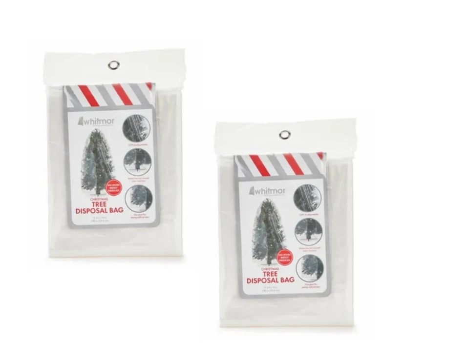 2-PACK-FREE SHIP-Whitmor Xmas Tree Disposal Bags 72.83 x 90 Clear Biodegradable - Image 1 of 1