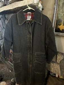 VTG Ritterman SB II Dark Blue Sm Denim Coat Women's Red Plaid Flannel Liner - Picture 1 of 10