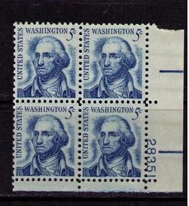 US USA Sc# 1283 MNH FVF PLATE # BLOCK  President George Washington Untagged - Picture 1 of 1