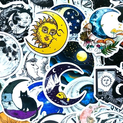 5-50 piezas Pegatinas Luna Gótica, Astrología Zodiaco Estrellas Tarot Horóscopo Calcomanías Foto 1 de 4