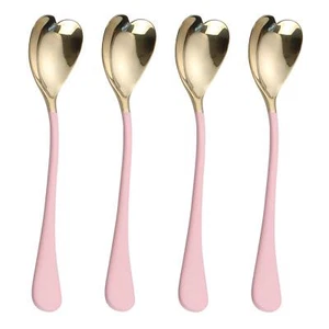 4 Pezzi Cucchiai da Dessert Rosa Cucchiai a Forma di Cuore 6,7 Pollici18/10 Inox St... - Foto 1 di 6