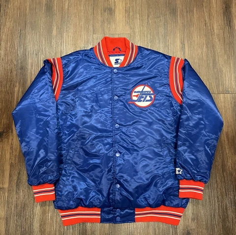 NHL Starter Winnipeg Jets Satin Bomber Button-Up Jacket - Size XXL Cover