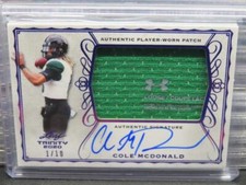 2020 Leaf Trinity Cole McDonald Purple Foil Jersey Auto Autograph #1/10