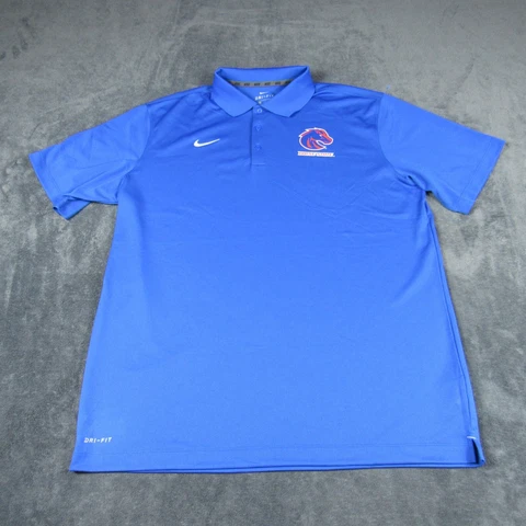 Boise State Broncos Polo Shirt Mens Extra Large Blue Short Sleeve Dri Fit Nike Cover