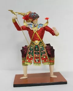 Vintage thailändische Khon-Tänzerin Tosakanth Yaksha Dämonenkrieger König Ramakien handgefertigte Puppe - Bild 1 von 8