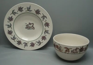 Disney WINNIE THE POOH (LEAF&ANIMAL RIM) Soup and Cereal Bowl Set TWO PIECE SET - Picture 1 of 3