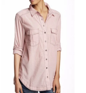 Free People Button Up Long Sleeve Pink Shirt Women’s Size XS - Picture 1 of 13