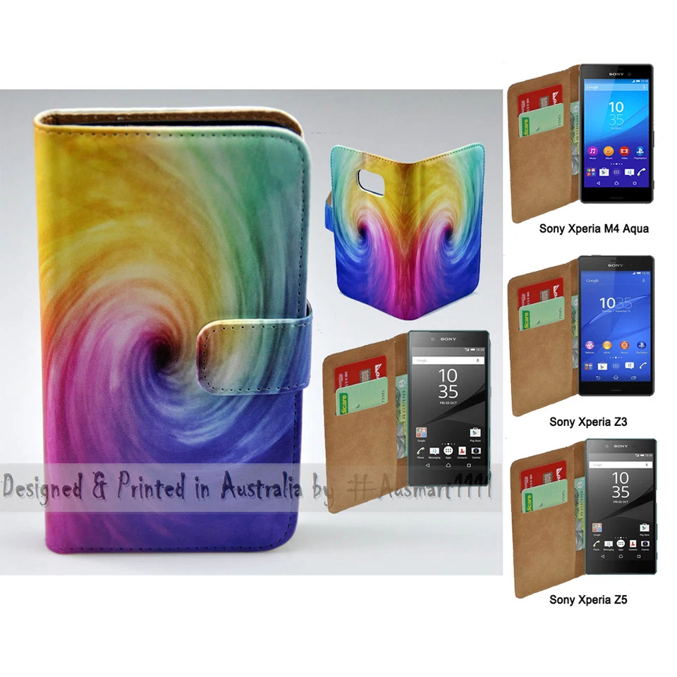 For Sony Xperia Series Colour Funnel Theme Print Wallet Mobile Phone Case Cover - Image 1 of 1