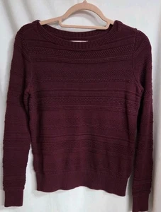LOFT Women's Burgundy Cable Knit Sweater XS  - Picture 1 of 4