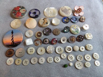 53 Vintage Antique MOP Mother of Pearl Buttons - Image 1 of 4