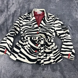 Blazer vintage Newport News zebrato velluto donna 16 retrò carriera sexy ufficio - Foto 1 di 17