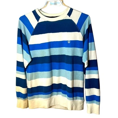 volcom men’s sweater blue striped size small - Image 1 of 4