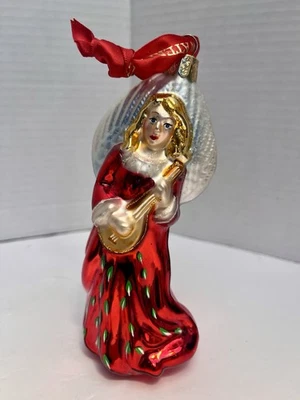 Adorno de ángel de Navidad Waterford vidrio soplado de colección rojo, blanco y verde sin caja Foto 1 de 4