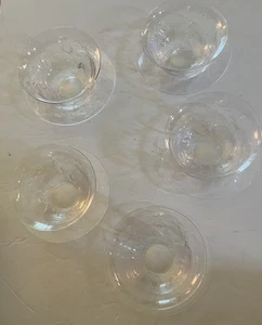 SET OF 5 Chrystal FINGER BOWLS W/ UNDERPLATES - Picture 1 of 11
