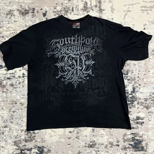 Vintage Southpole Premium Graphic 2XL T-Shirt Cotton Black Y2K Gothic Tattoo - Picture 1 of 8