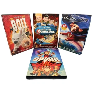 4 DVD Disney / Kids Movie Lot, Meet the Robinson, Bolt, Underdog, & Spark GC - Foto 1 di 4
